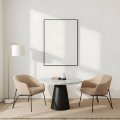Modern minimalist interior design mockup with empty frame