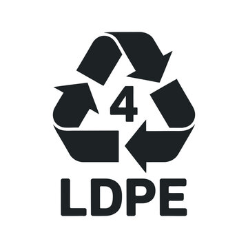 Recycling Symbol for Low Density Polyethylene Plastic LDPE with Number 4