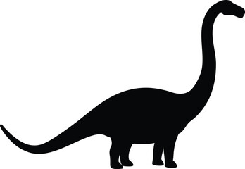 Gentle brachiosaurus with extended neck in peaceful standing pose silhouette Vector