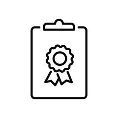 Clipboard icon with certified badge