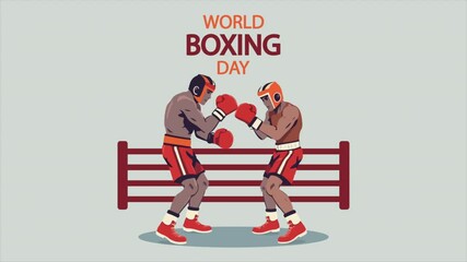 Boxing World Day boxers sparring, art video illustration.