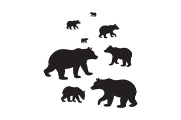 Bear Silhouette Vector Set of Wild Animal Icons