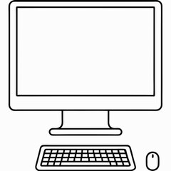 Fototapeta premium Desktop computer icon in line style