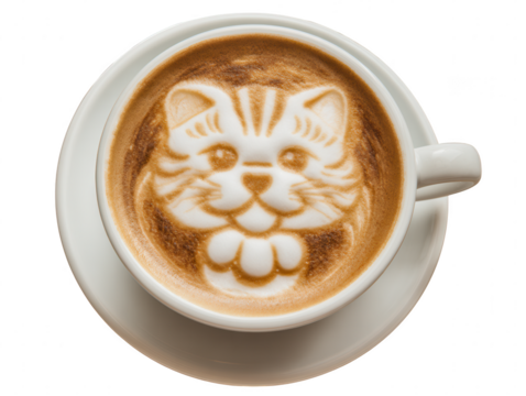 Adorable Latte Art A Smiling Cat in Your Coffee Cup