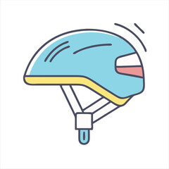 Stylized Cartoon Graphic Depicting a Blue Helmet with Yellow and Red Accents