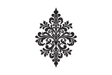 Baroque Damask Floral Ornament Vector Vintage Decorative Silhouette Design