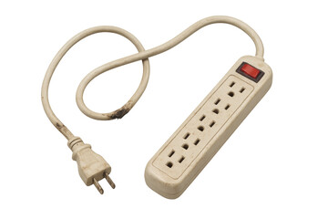 Dirty old power strip with transparent background