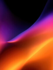 Grainy gradient background purple orange vibrant abstract glowing color wave black dark backdrop, noise texture banner poster header design