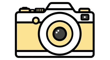 Vector Illustration of a Yellow and White Camera with Black Outlines