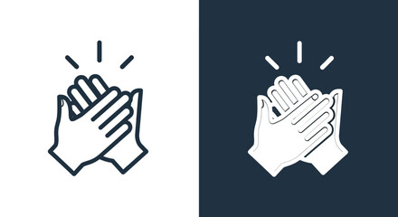 Vector Illustration of Clapping Hands with Outburst Lines, Applause Symbol