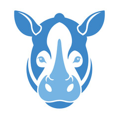 blue rhinoceros head vector icon