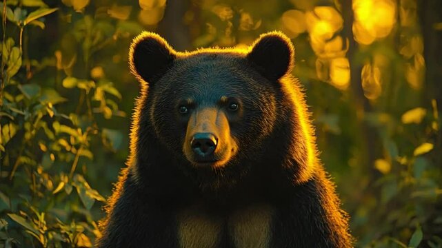 asiatic black bear close-up at dampa reserve sunset video