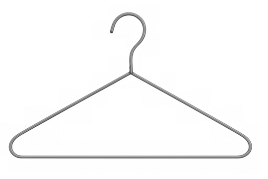 Realistic metal wire clothes hanger on transparent background