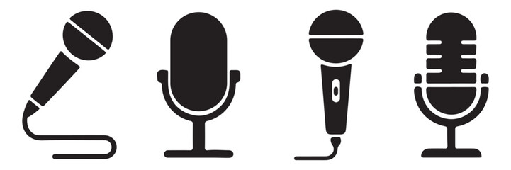 Microphone Icons set. Podcast microphone. web and mobile icons. vector illustration. white background. Design EPS  10.