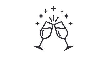 Two Champagne Flutes Toasting with Sparkling Effect
