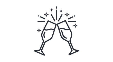 Two Elegant Champagne Flutes Toasting with Sparkling Celebration Burst