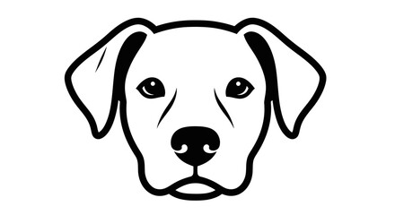 Simple Black Line Art Portrait of a Dog's Head