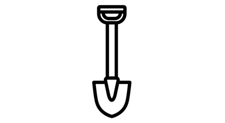 Simple Black Outline Illustration of a Shovel