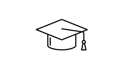 Simple Line Art Illustration of a Graduation Cap with Tassel