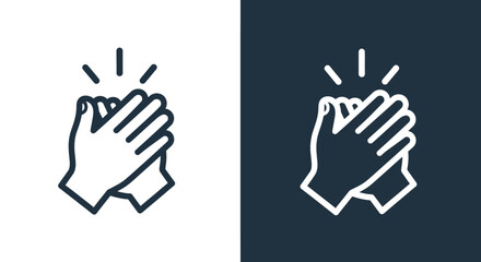 Obraz premium Simple Outline Icon of Clapping Hands with Radiating Light