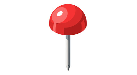 Single Red Push Pin with Shiny Head and Sharp Point