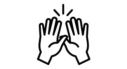 Black and White Hands Giving High Five Icon