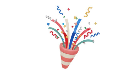 Festive Party Popper with Colorful Streamers and Confetti Illustration