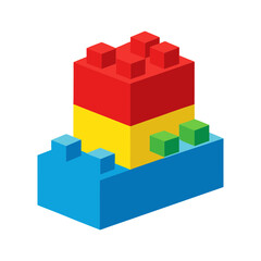 Building bricks clipart vector illustration of construction toy on white background