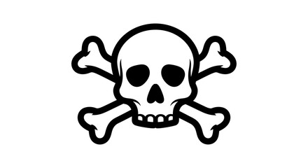 Simple Black and White Skull and Crossbones Graphic Design