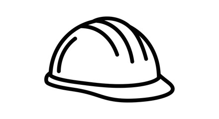 Simple Black Line Art Illustration of a Safety Hard Hat