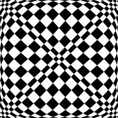 Abstract Geometric Checked Black and White Pattern with 3D Illusion Effect. Convex Textured Background.