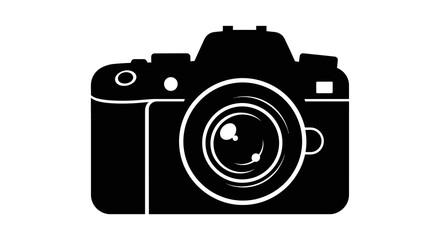 Black and White Silhouette of a Digital Camera, Isolated