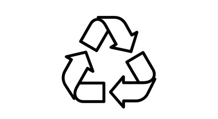 Fototapeta premium Bold Black Outline Recycling Symbol: Three Interlocking Arrows Forming a Circular Motion