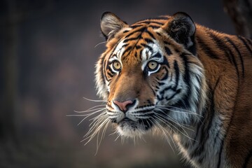 Obraz premium Majestic Tiger Portrait A Stunning Close-Up of a Wild Cat