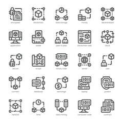 Blockchain Icon pack for your website, mobile, presentation, and logo design. Blockchain Icon outline design. Vector graphics illustration and editable stroke.