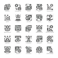 Economic Growth Icon pack for your website, mobile, presentation, and logo design. Economic Growth Icon solid design. Vector graphics illustration and editable stroke.