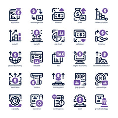 Economic Growth Icon pack for your website, mobile, presentation, and logo design. Economic Growth Icon dual tone design. Vector graphics illustration and editable stroke.