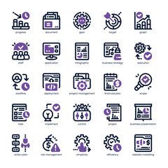 Plan Execution Icon pack for your website, mobile, presentation, and logo design. Plan Execution Icon dual tone design. Vector graphics illustration and editable stroke.