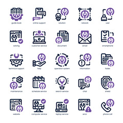 Tech Support Icon pack for your website, mobile, presentation, and logo design. Tech Support Icon dual tone design. Vector graphics illustration and editable stroke.