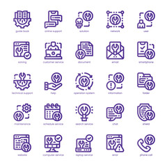 Tech Support Icon pack for your website, mobile, presentation, and logo design. Tech Support Icon line basic color design. Vector graphics illustration and editable stroke.