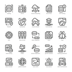 Web Hosting Icon pack for your website, mobile, presentation, and logo design. Web Hosting Icon outline design. Vector graphics illustration and editable stroke.
