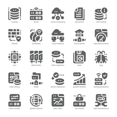 Web Hosting Icon pack for your website, mobile, presentation, and logo design. Web Hosting Icon solid design. Vector graphics illustration and editable stroke.
