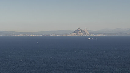 Maritime traffic in the Strait of Gibraltar seen from above