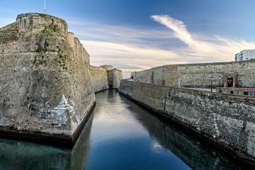 Canal between the Royal Walls of Ceuta, Spain