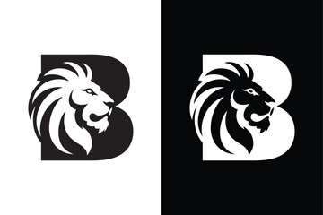 Letter B letter design. B letter with LION icon abstract vector logo icon circle logotype. © MONI