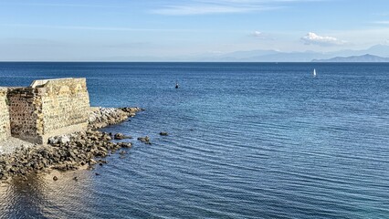Ancient coastal wall facing the Mediterranean Sea in Ceuta