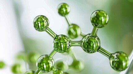 3d rendered background featuring transparent green molecules for a modern aesthetic