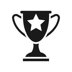 classic trophy cup with star symbol in monochrome vector art.