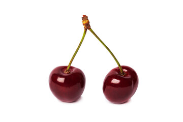  ripe cherries tasty and sweet on a white background