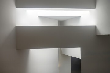 Minimalist geometric interior with soft natural light